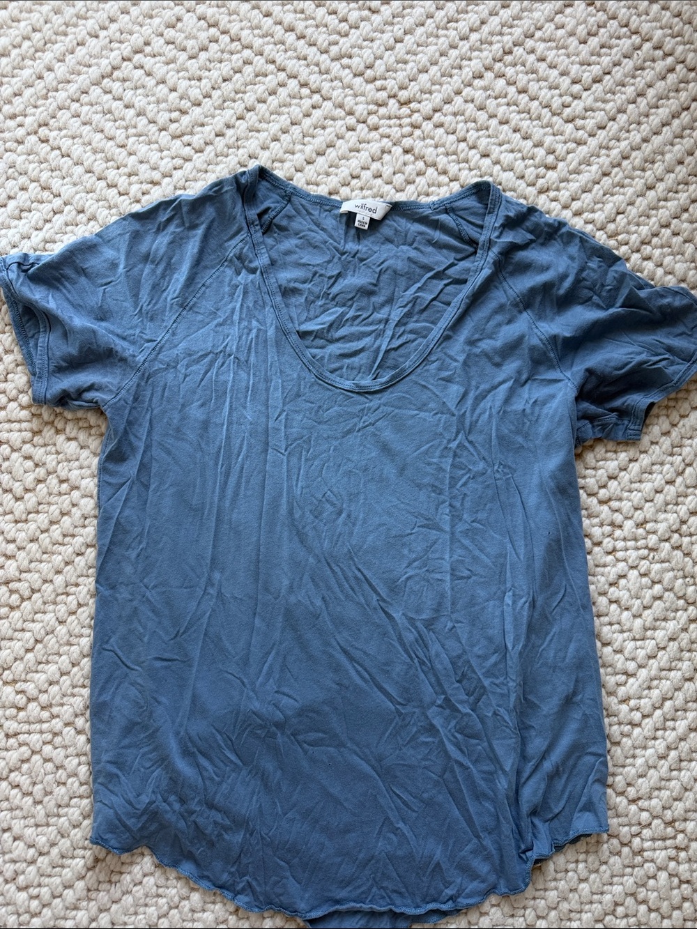 Wilfred Washed Blue Scoop Neck Short Sleeve Tee